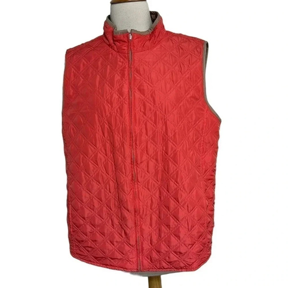Reversible tan & orange quilted lightweight vest size XL/1X - Picture 4 of 8